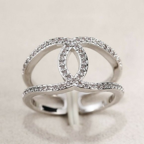 Infinity 925 Silver Ring White Sapphire New - Picture 4 of 7